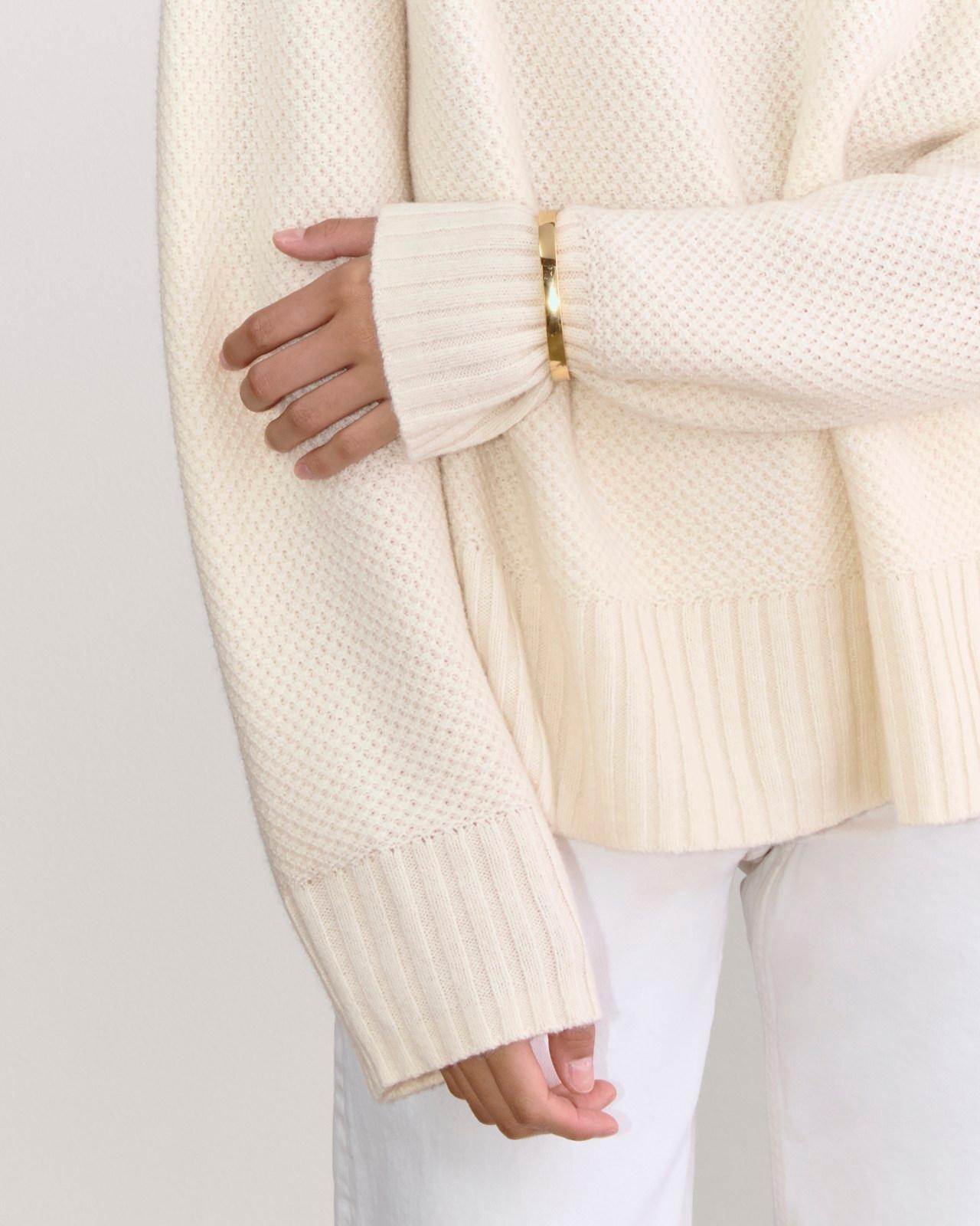 The Honeycomb Funnel Neck in Wool Cashmere Product Image