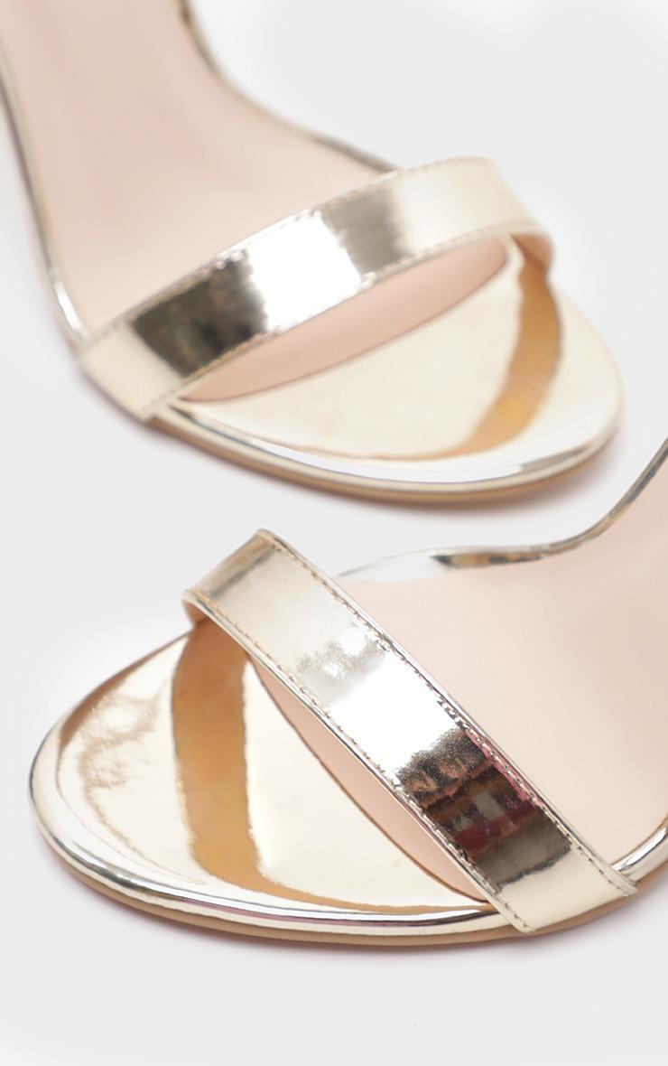 Gold Wide Fit Pu Round Toe Block Heeled Sandals Product Image