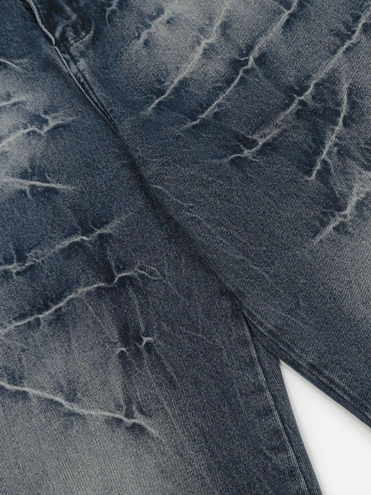 Aelfric Eden Washed Lightning Print Loose Jeans Product Image
