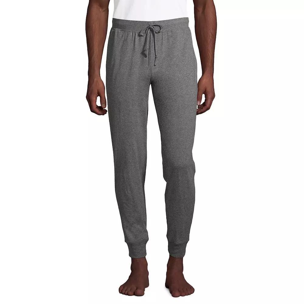 Big & Tall Lands End Knit Jersey Sleep Jogger Pants, Mens Grey Heather Product Image