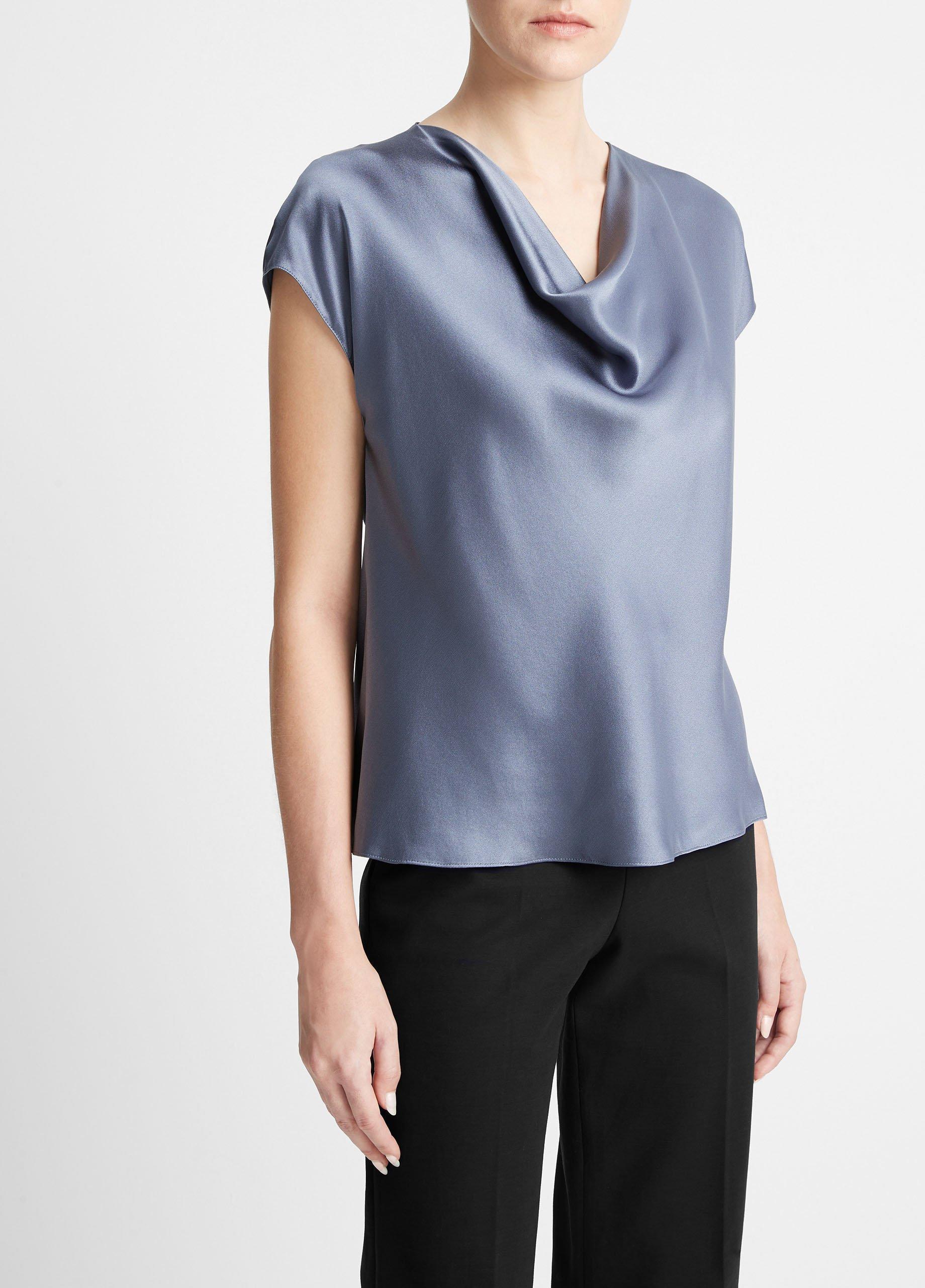 Womens Silk Cowl-Neck Blouse, Off White, Size XL Vince Product Image