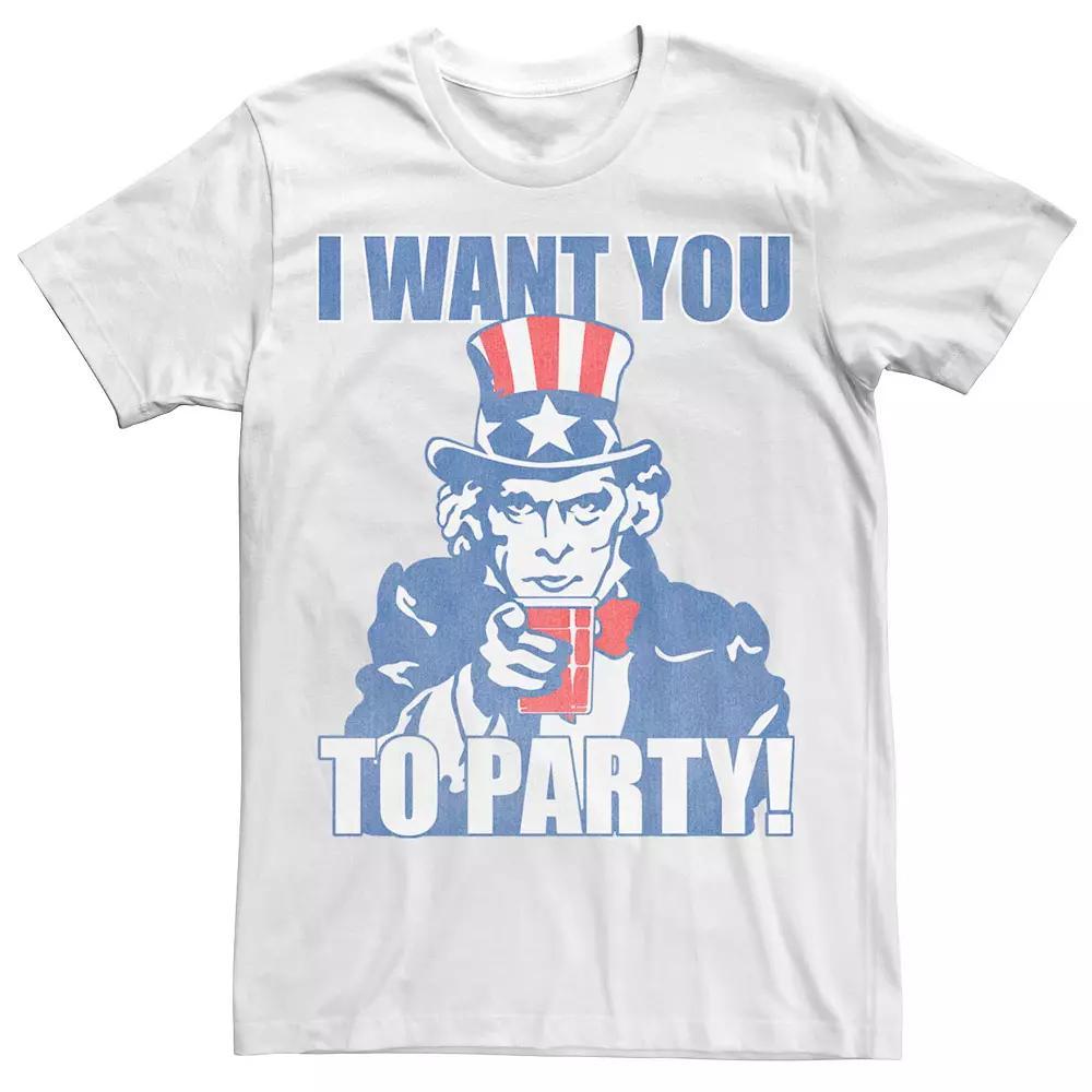 Men's Uncle Sam I Want You To Party Graphic Tee, Size: XL, White Product Image