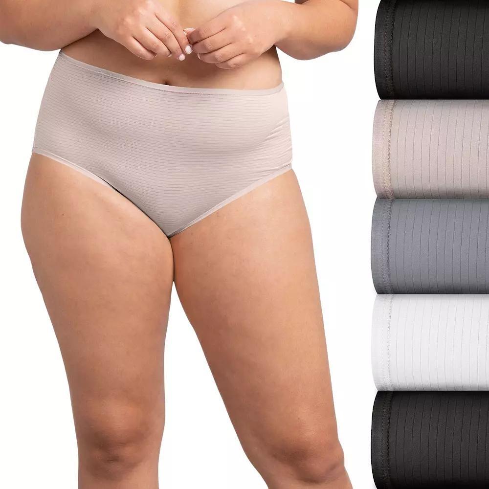 Women's Fruit of the Loom® Signature 5-pack Breathable Cooling Stripes Brief Panty 5DBCSBRK, Size: 9, Purple Petal Asst Product Image