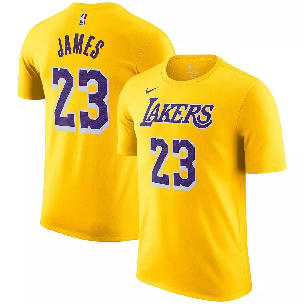Men's Nike LeBron James Gold Los Angeles Lakers Icon 2022/23 Name & Number T-Shirt, Size: XL Product Image