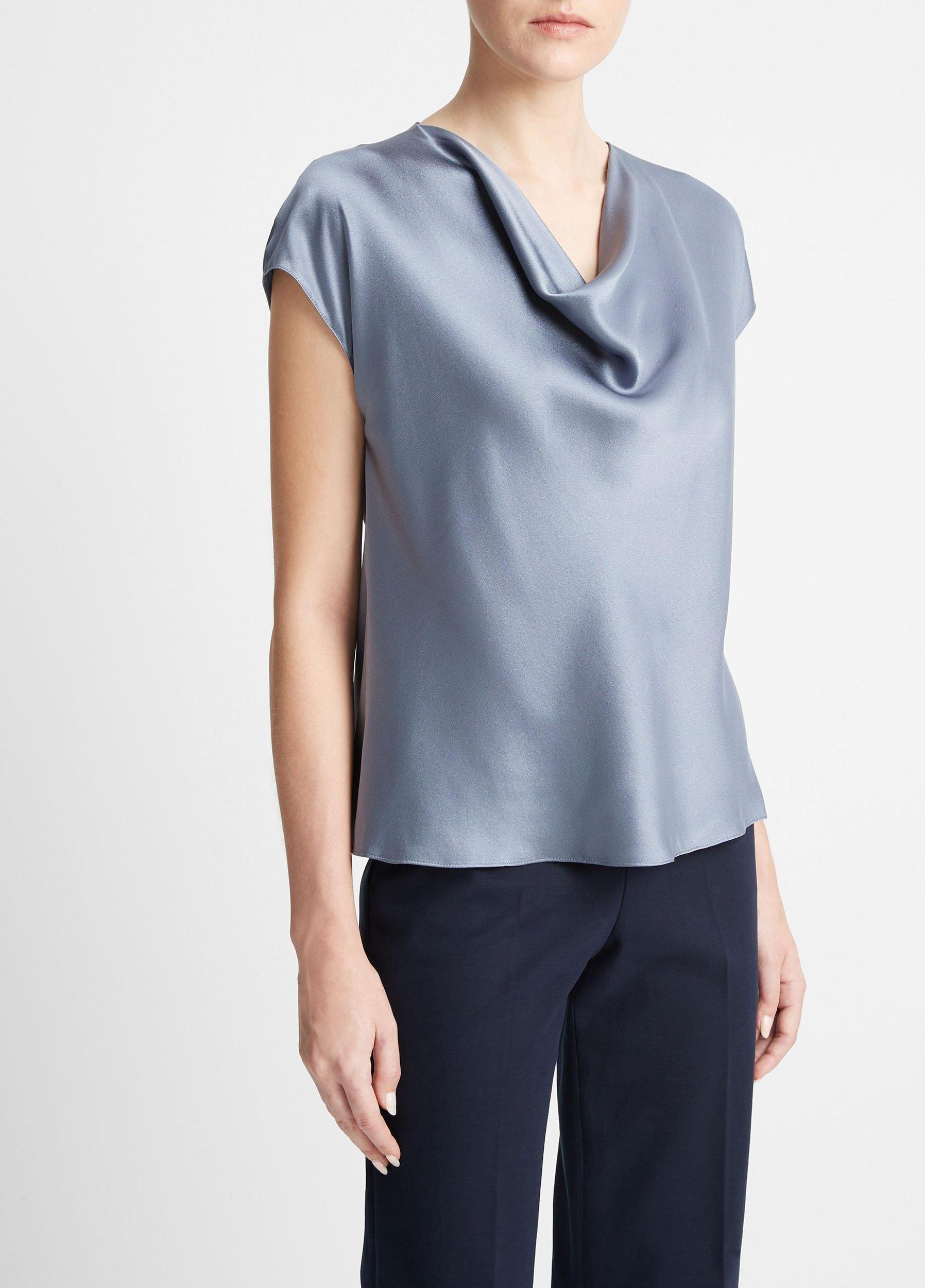 Womens Silk Cowl-Neck Blouse, Off White, Size XL Vince Product Image