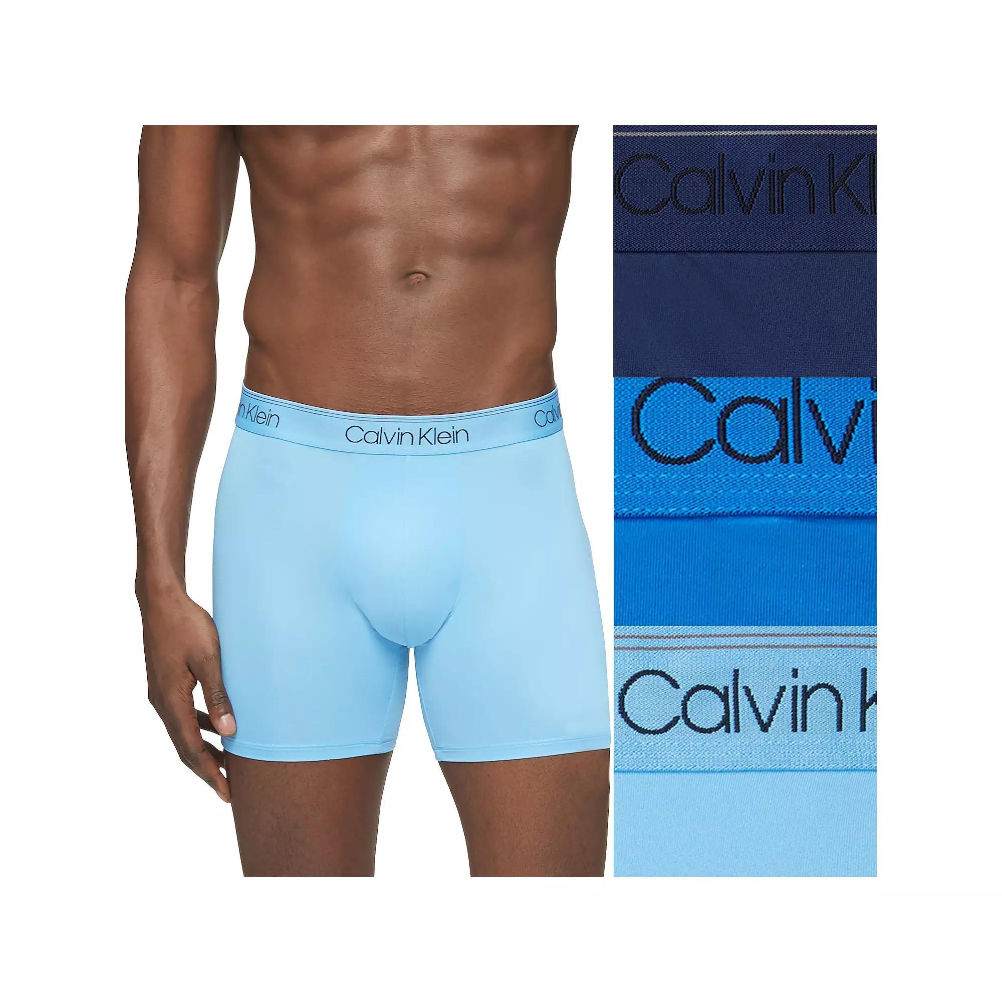 Men's Calvin Klein 3-Pack Microfiber Stretch Boxer Briefs, Size: 2XL, Black Convoy Red Gala Product Image