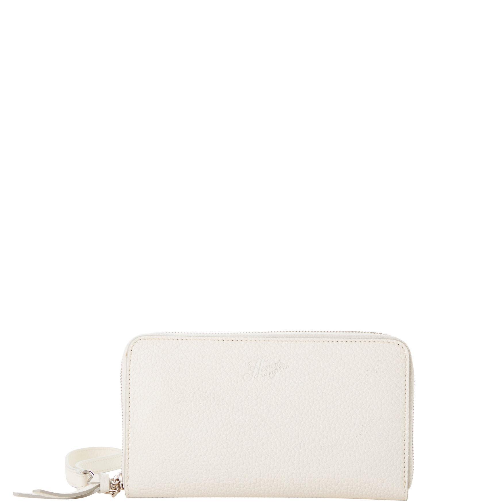Dooney & Bourke Womens Henrys Large Zip Around Leather Wristlet in Dark Taupe Product Image