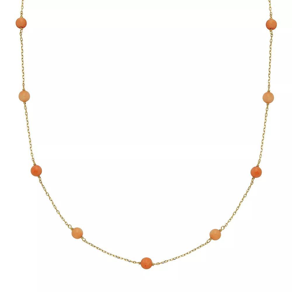 14k Gold Coral Station Necklace, Women's, Size: 17", Pink Product Image
