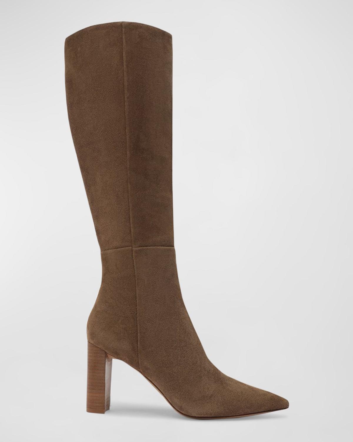 Elisa Suede Block-Heel Knee Boots Product Image