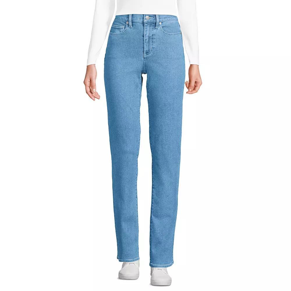 Petite Lands' End Recover High-Rise Straight-Leg Jeans, Women's, Size: 14P 28, Hutton Blue Wash Product Image