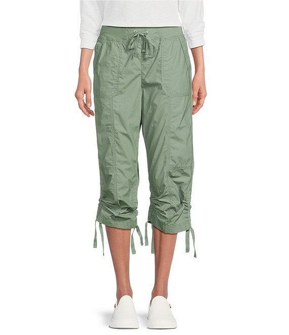 DKNY Sport by Donna Karan Peached Poplin Ribbed Waist Convertible Cinched Cargo Capri Pull-On Pant Product Image