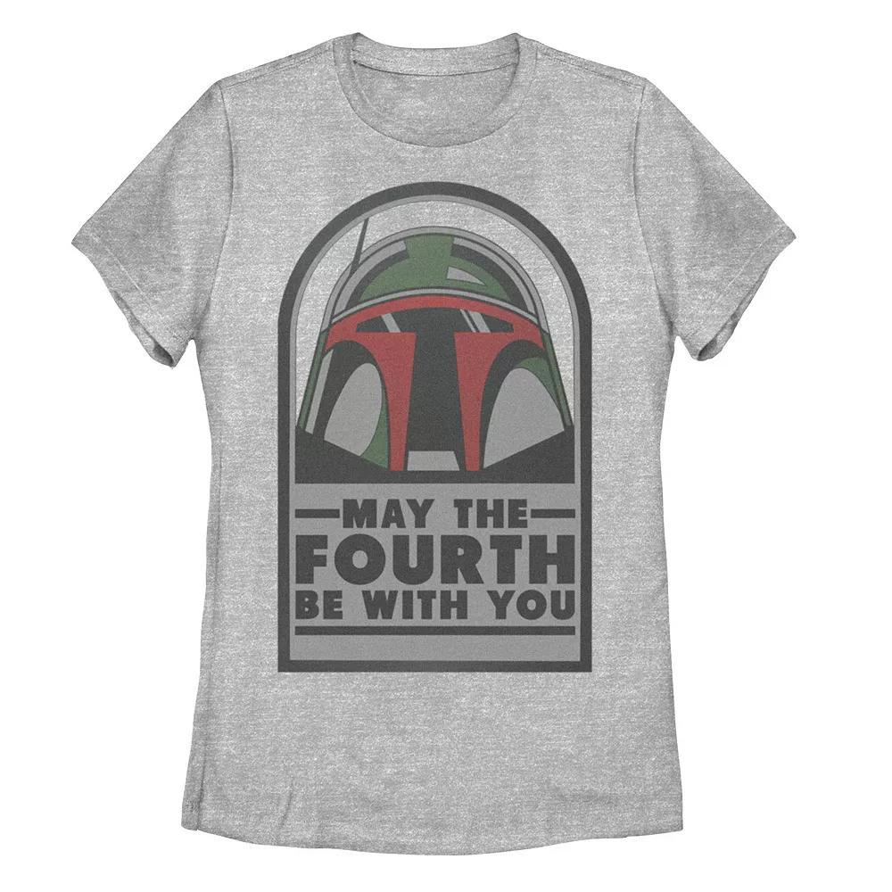 Juniors' Star Wars "May the Fourth Be With You" Boba Fett Tee, Girl's, Size: Small, Athletic Grey Product Image