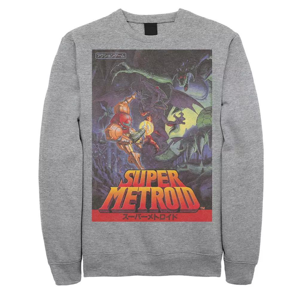 Men's Nintendo Samus Super Metroid Cover Sweatshirt, Size: Large, Athletic Grey Product Image