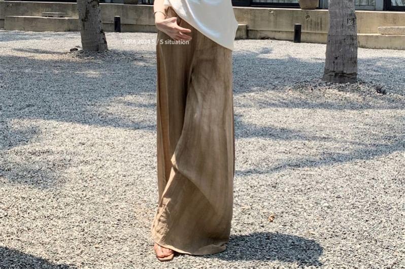 Halter Plain Blouse / High Waist Wide Leg Pants Product Image