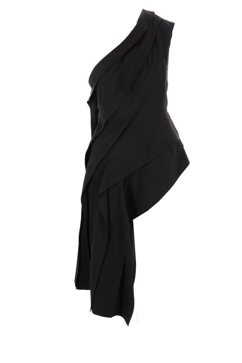 BOTTEGA VENETA Draped Asymmetric Crepe One-shoulder Top In Black Product Image