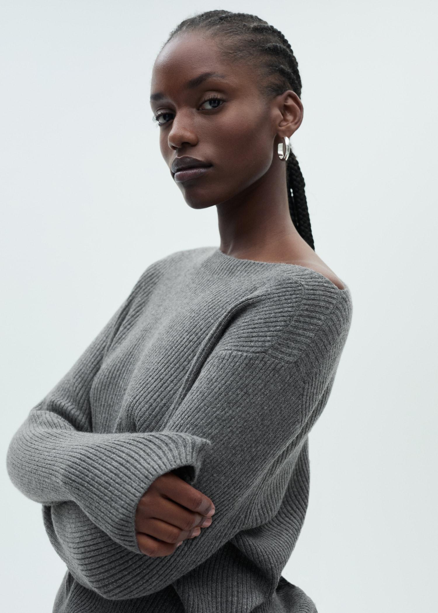 Boat neck ribbed sweater - Women | MANGO USA Product Image