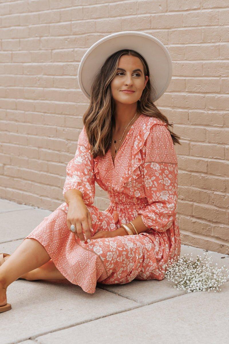 Peach A-Line Print Maxi Dress - FINAL SALE Product Image