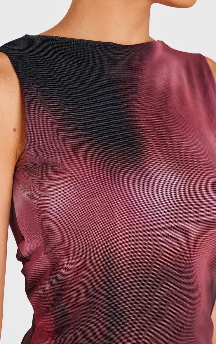Pink Abstract Mesh Printed Racer Neck Maxi Dress Product Image