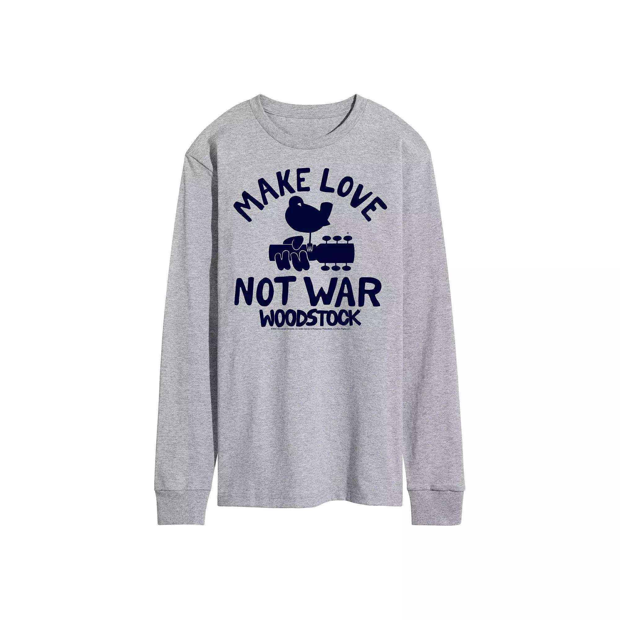 Mens Woodstock Make Love Not War Long Sleeve Graphic Tee Product Image