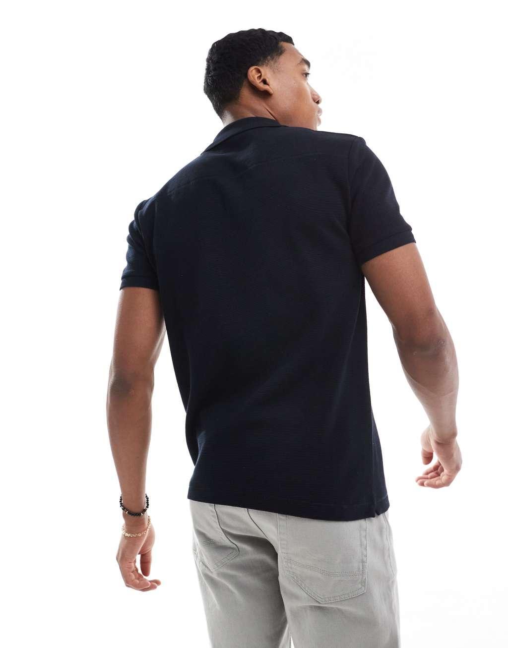 French Connection heavyweight ottoman polo in navy Product Image