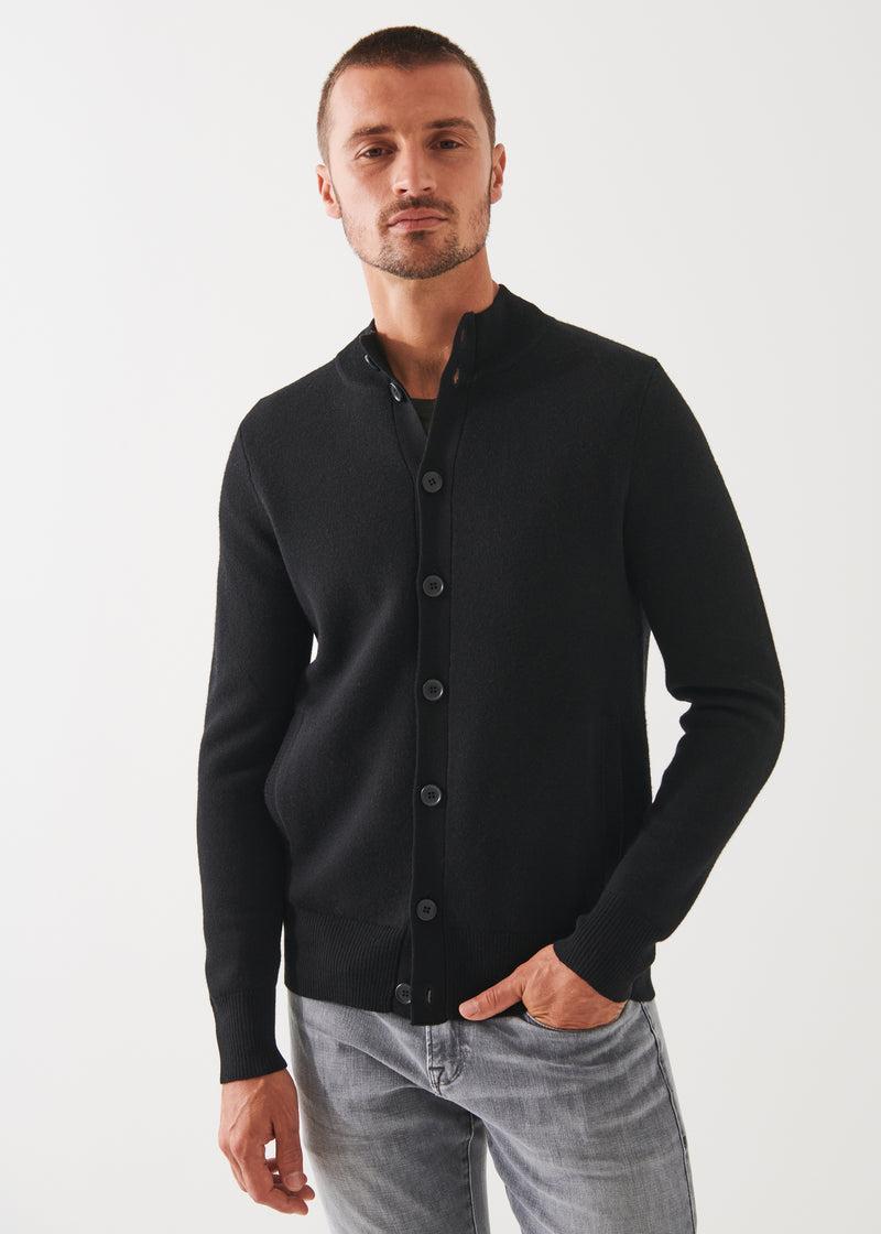 Patrick Assaraf Button Front Black Cardigan Male Product Image