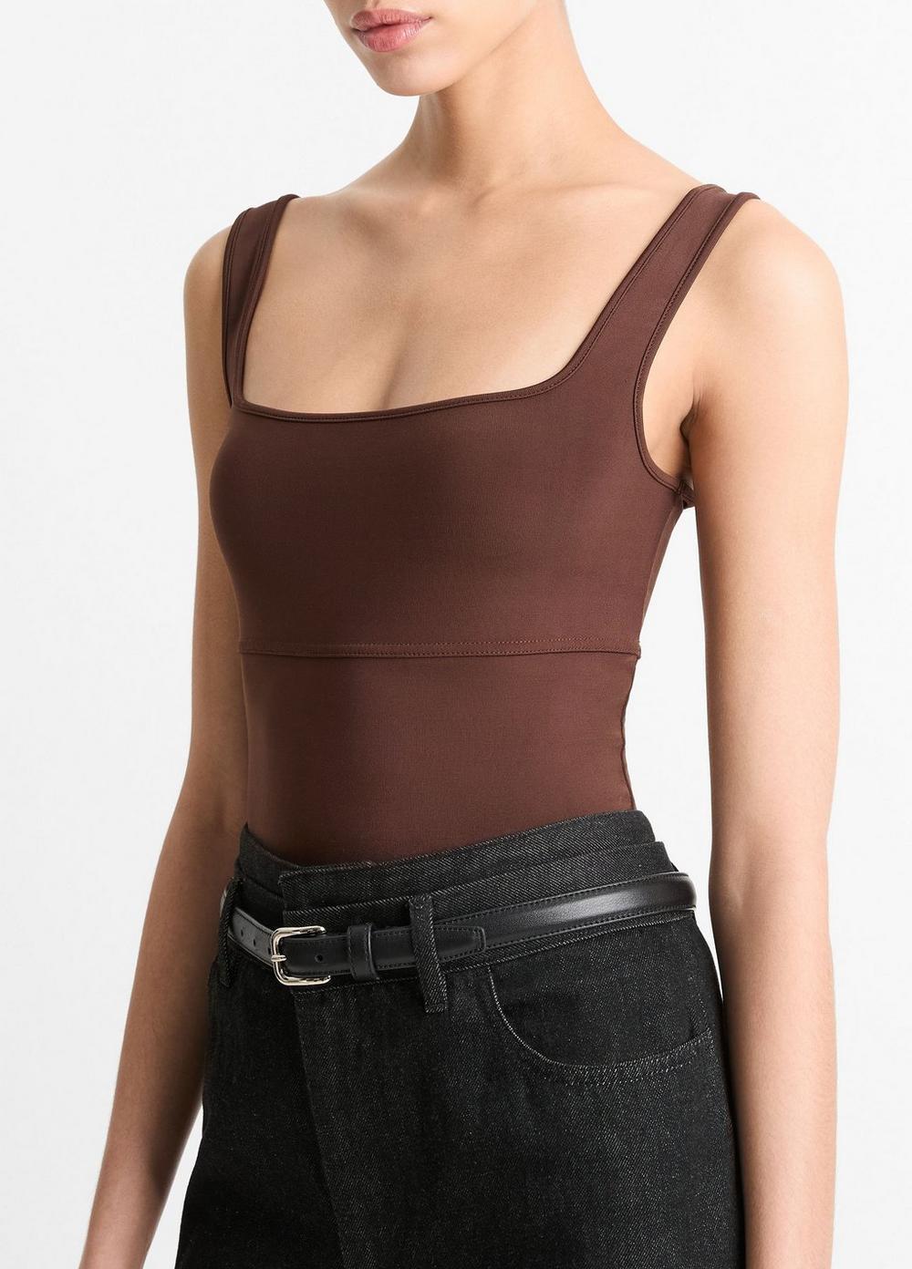 Womens Seamed Stretch-jersey Tank, Deep Walnut, Size XL Vince Product Image