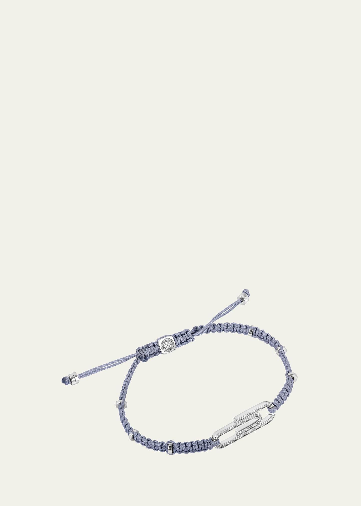 Mens Diamond Pave Paperclip Macrame Pull Bracelet Product Image