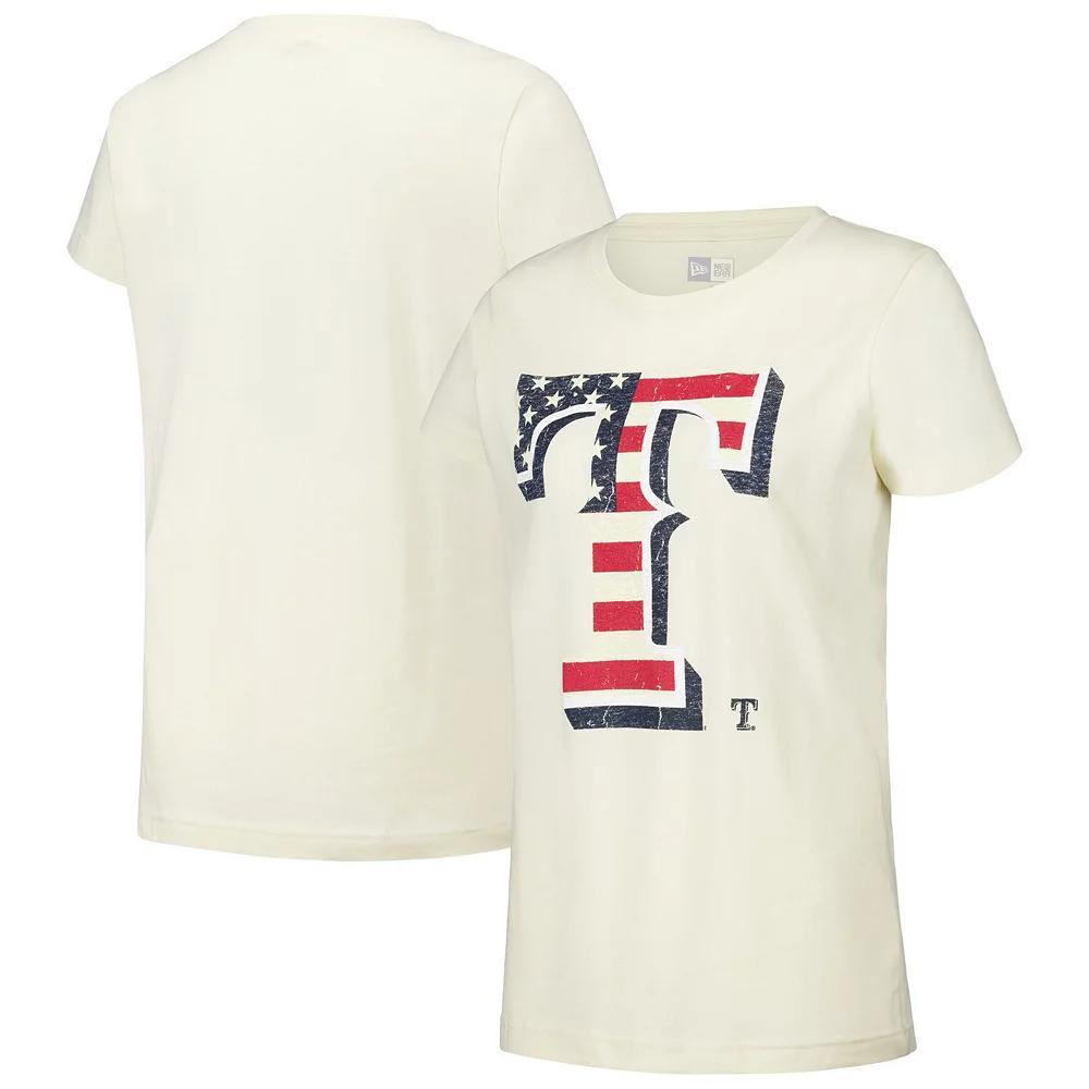 Women's New Era Cream Texas Rangers Vintage T-Shirt, Size: Small, Beige Product Image
