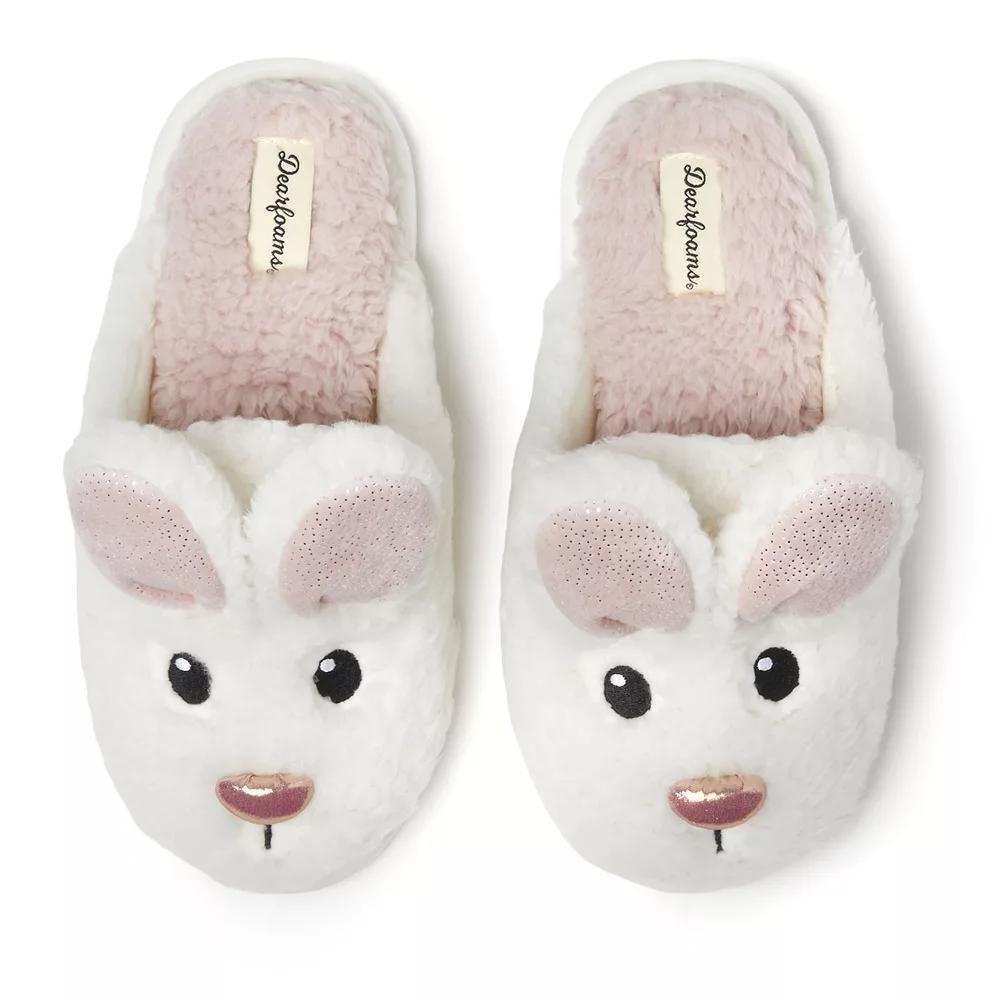 Dearfoams Shay Holiday Women's Bunny Scuff Slippers, Size: Medium, Muslin Product Image