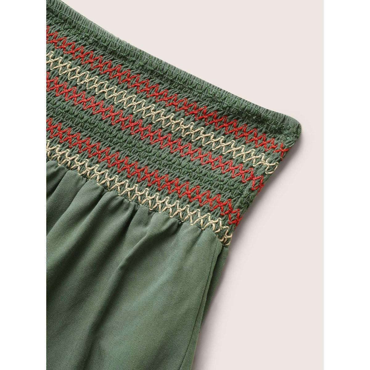 Plus Size Mid Rise Shirred Tapered Leg Pants Women ArmyGreen Resort Mid Rise Vacation Pants BloomChic 14-16/1X Product Image