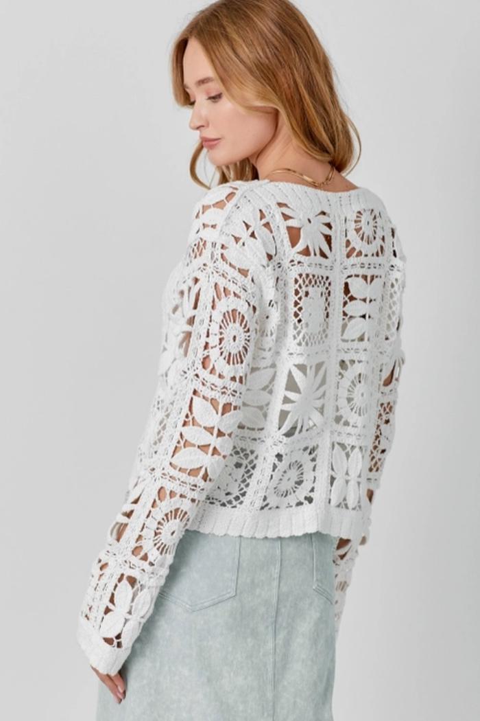 Crochet Button Up Cardigan Product Image