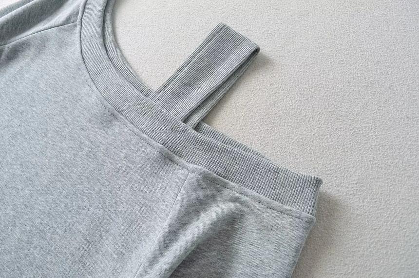 Cold-Shoulder Asymmetrical Plain Pullover Product Image