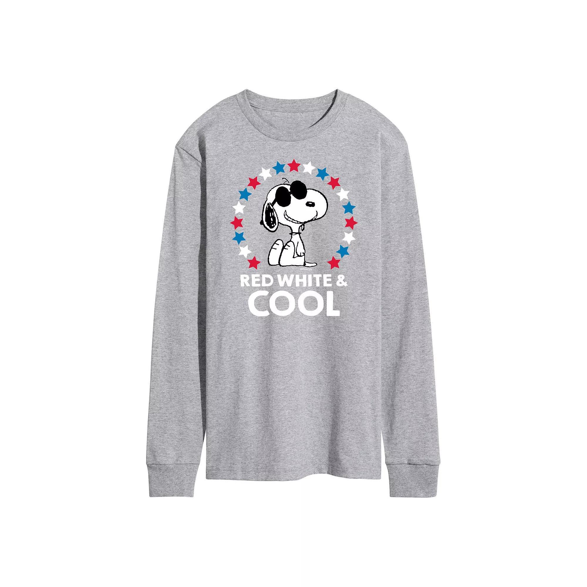 Mens Peanuts Red White And Cool Long Sleeve Graphic Tee Product Image