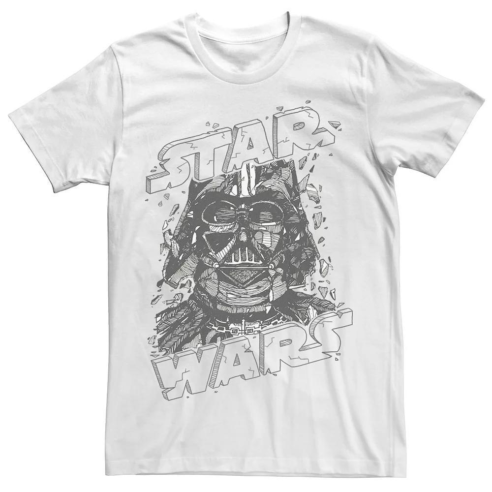 Men's Star Wars Darth Vader Cartoon Sketched Line Art Graphic Tee, Size: 3XL, White Product Image