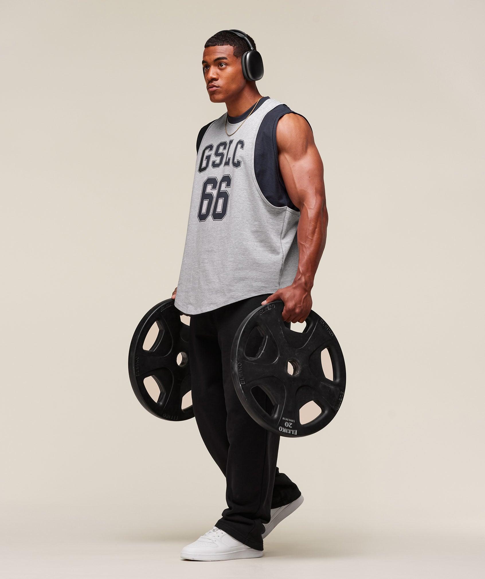 Gymshark GSLC 2in1 Reversible Tank - Light Grey Core Marl/Heavy Blue Male Product Image