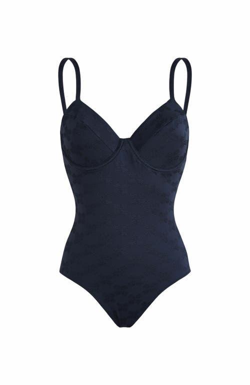 Womens Turtle Monogram Jacquard One-Piece Swimsuit Product Image
