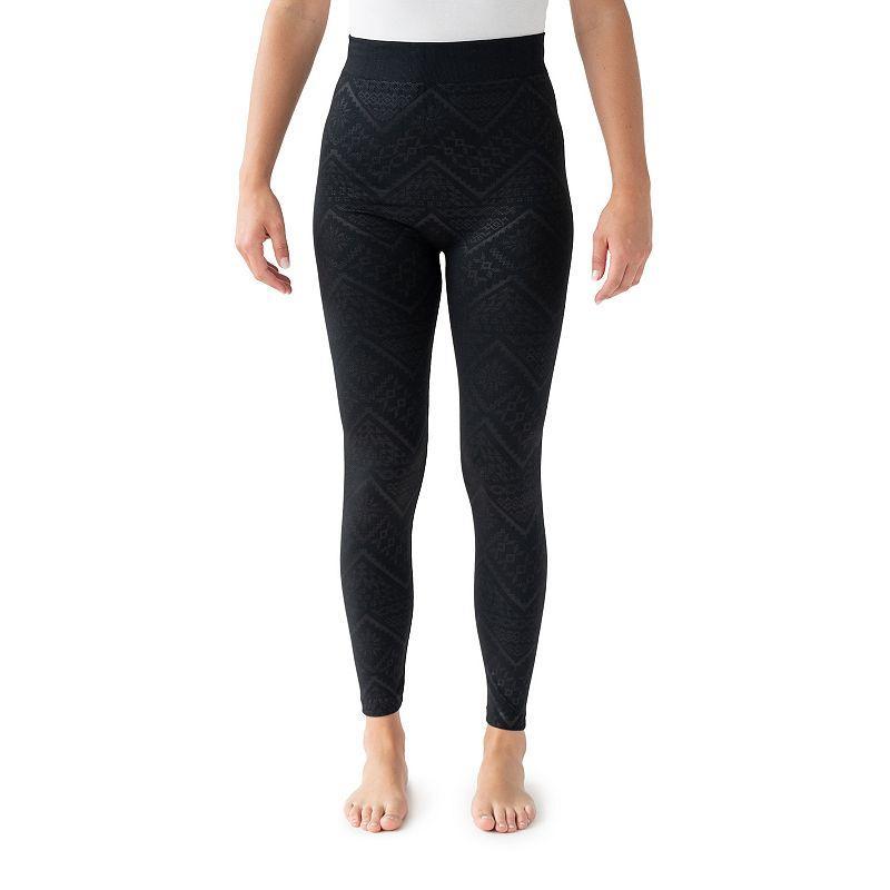 Women's MUK LUKS Fleece Lined Embossed Leggings, Size: Large-XL, Dark Green Camo Product Image