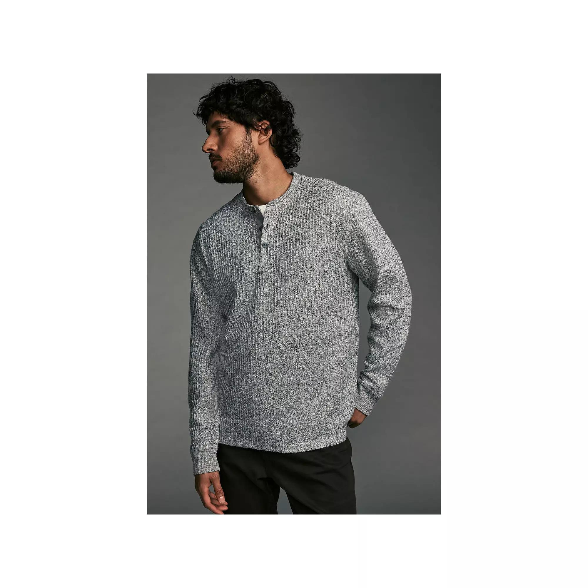 Mens NEXT Textured Long Sleeve Grandad 100% Cotton T-Shirt Product Image