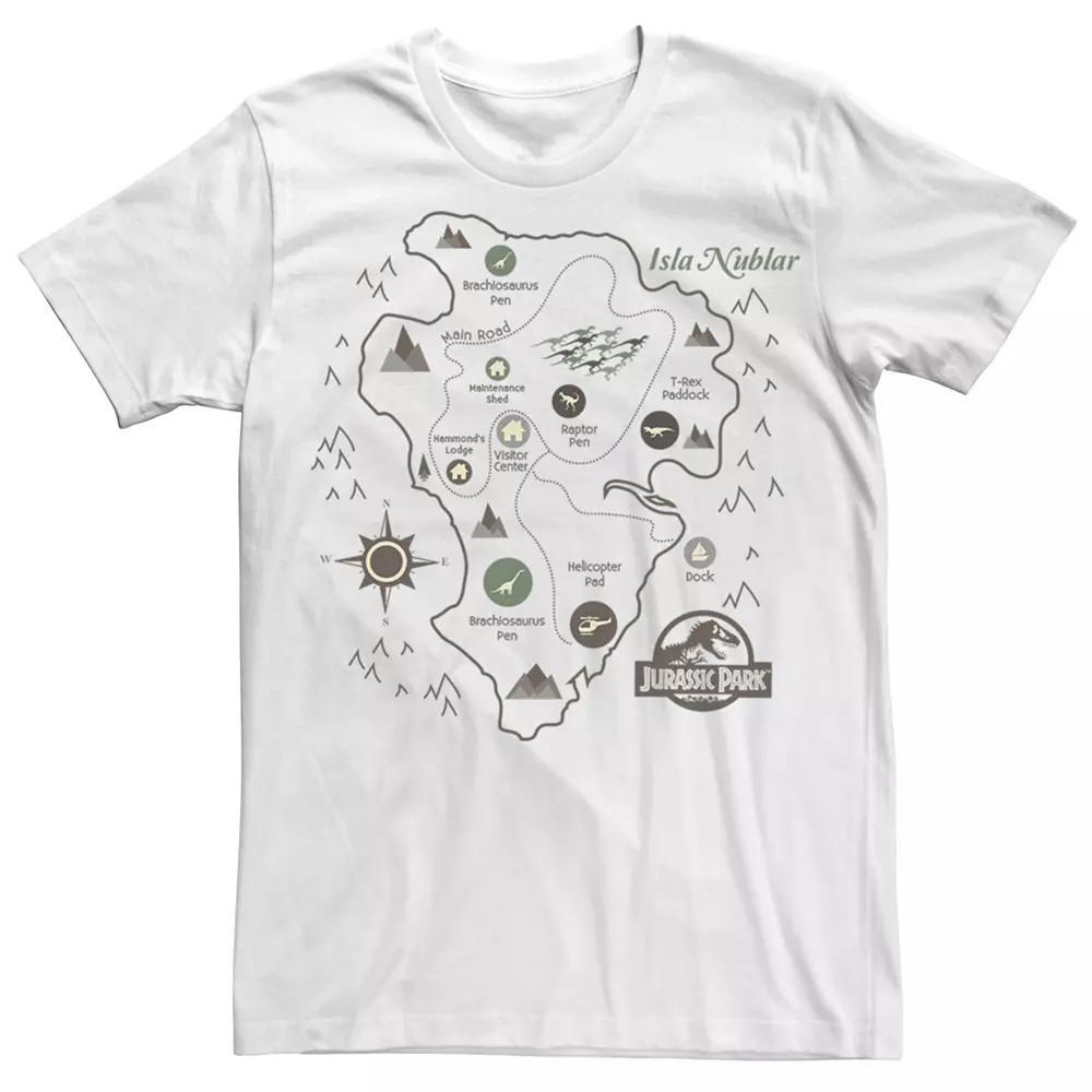 Men's Jurassic Park Map Tee, Size: XL, White Product Image