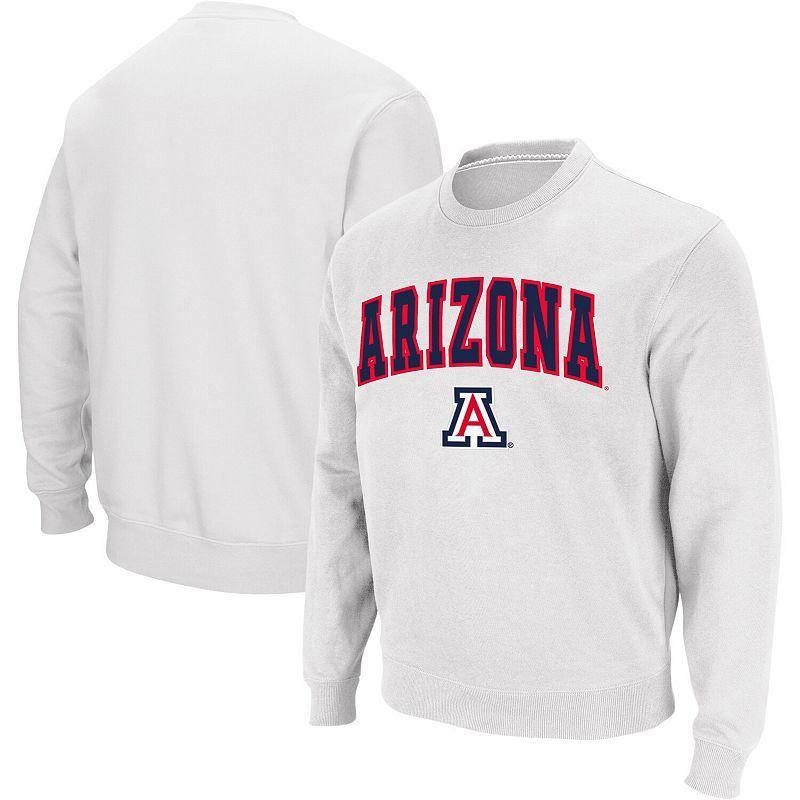 Men's Colosseum White Arizona Wildcats Arch & Logo Crew Neck Sweatshirt, Size: 3XL Product Image