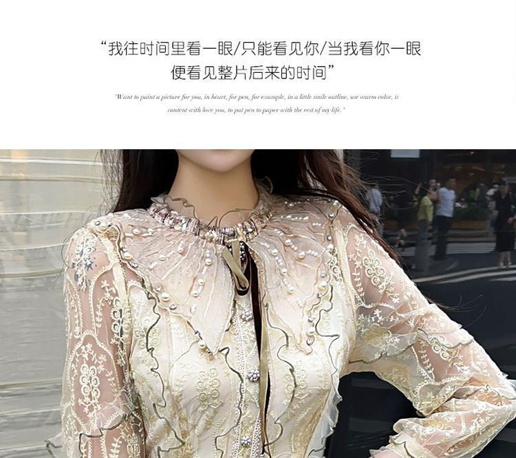 Long-Sleeve Tweed Mini A-Line Dress Product Image