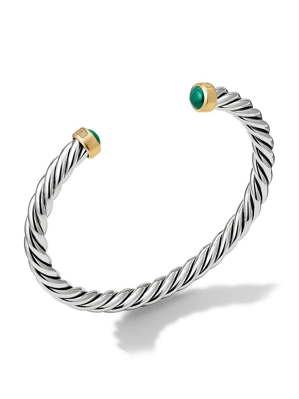 David Yurman Mens Cable Cuff Bracelet in Sterling Silver & 18K Yellow Gold with Black Onyx Product Image