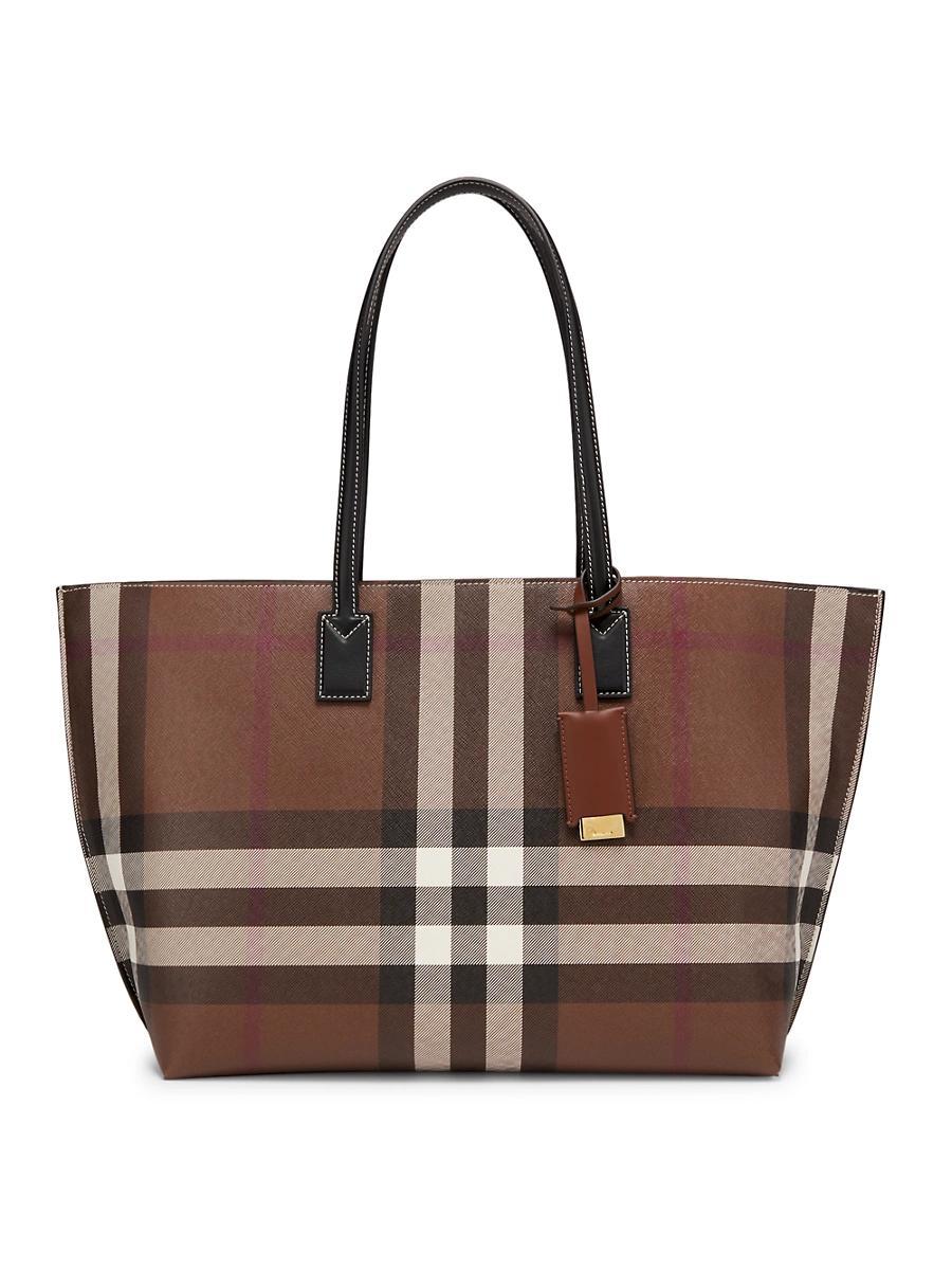 Womens Medium Check Leather Tote Bag Product Image