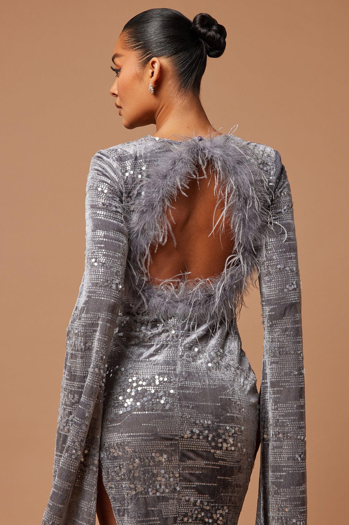 Viviane Velvet Gown - Grey Product Image