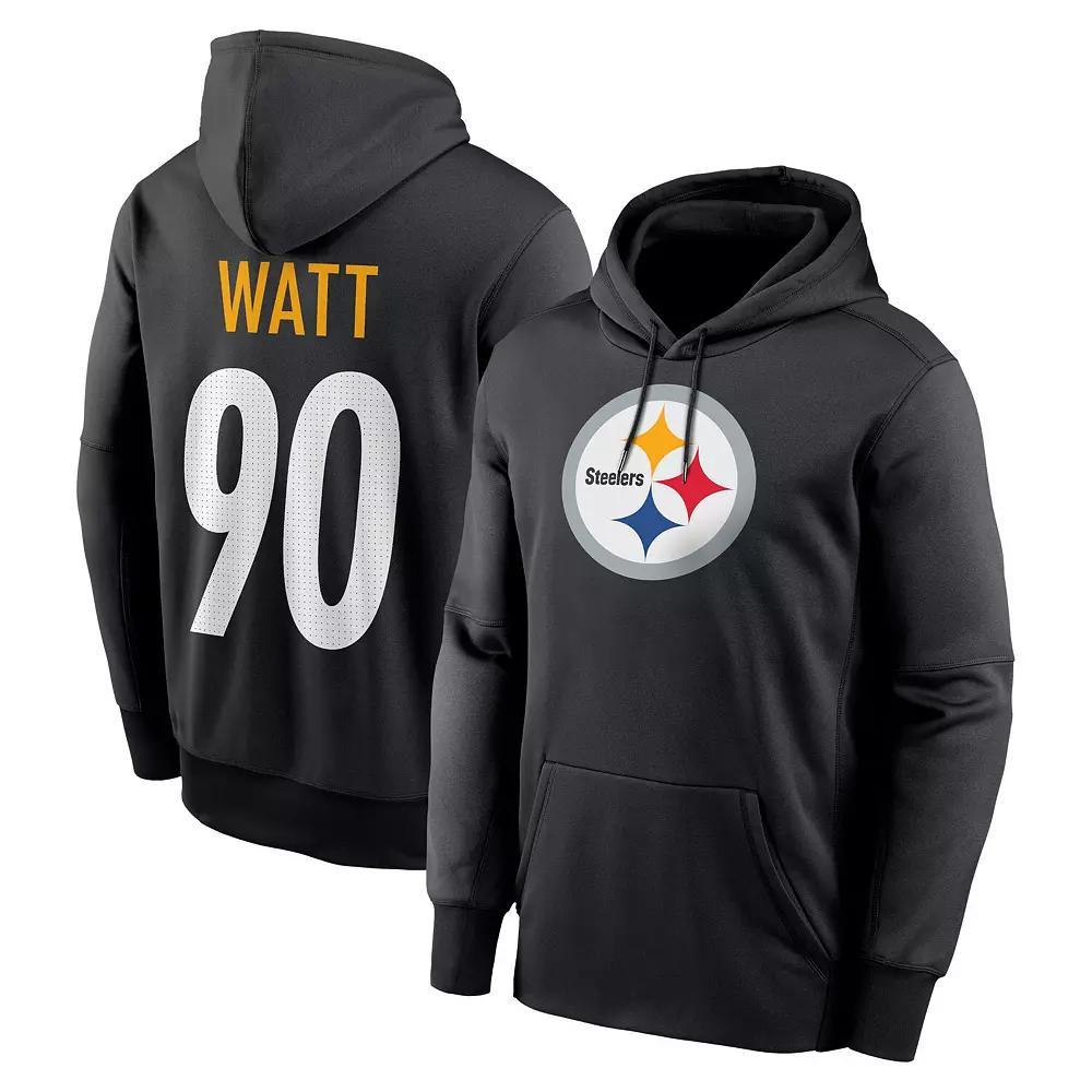 Men's Nike T.J. Watt Black Pittsburgh Steelers Player Name & Number Performance Pullover��Hoodie, Size: Large Product Image