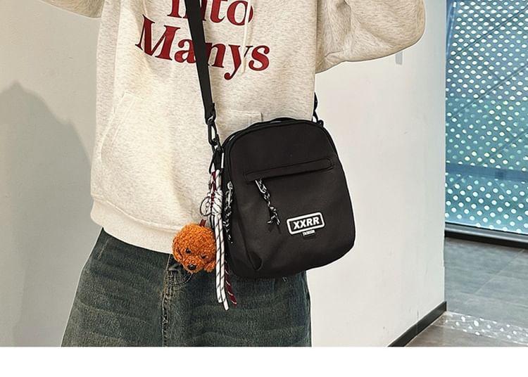 Lettering Multi-Pocket Crossbody Bag / Bag Charm / Set Product Image