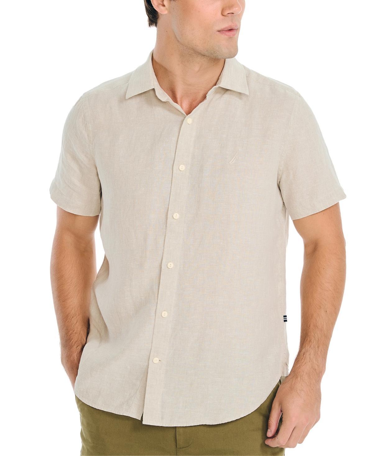 Men's Nautica Linen Short-Sleeve Shirt, Size: Large, Blue Product Image