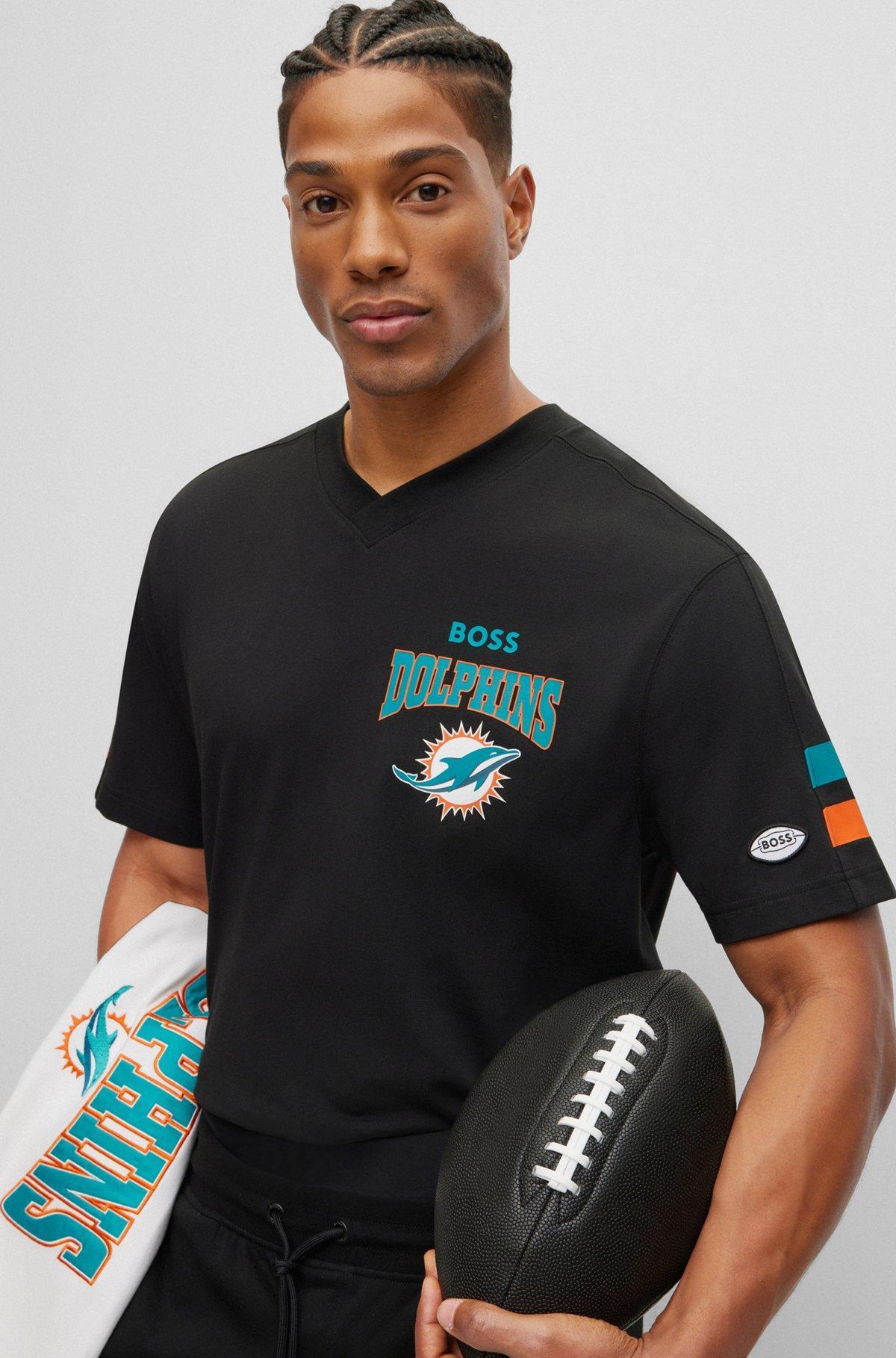 BOSS x NFL cotton-blend T-shirt with collaborative branding Product Image