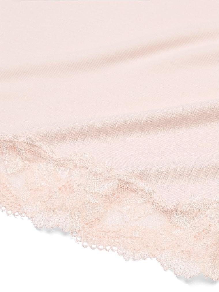 Ribbed Modal & Lace Cross-Back Slip Dress Product Image