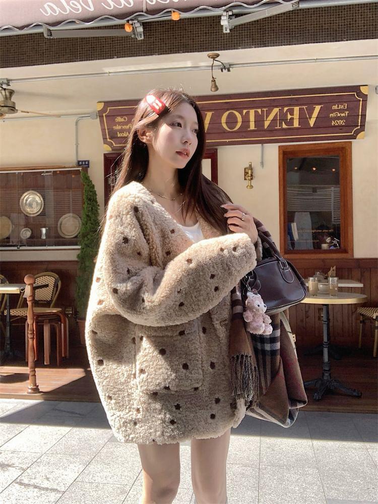 Dotted Faux Shearling Jacket Product Image